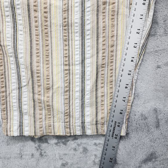 Vintage Basic Editions Pants Womens XXL Tan Yellow Striped Pull On Cargo Capri - Picture 8 of 10